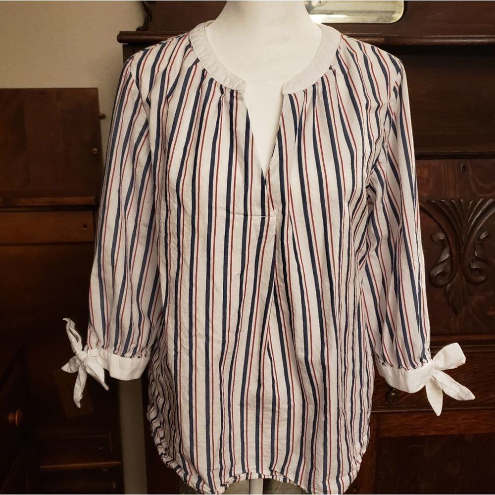 Tommy hilfiger biue and white stripe top size L